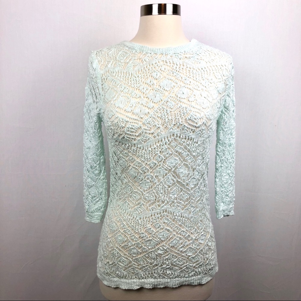 NEW Zara knit open back quarter sleeve top small